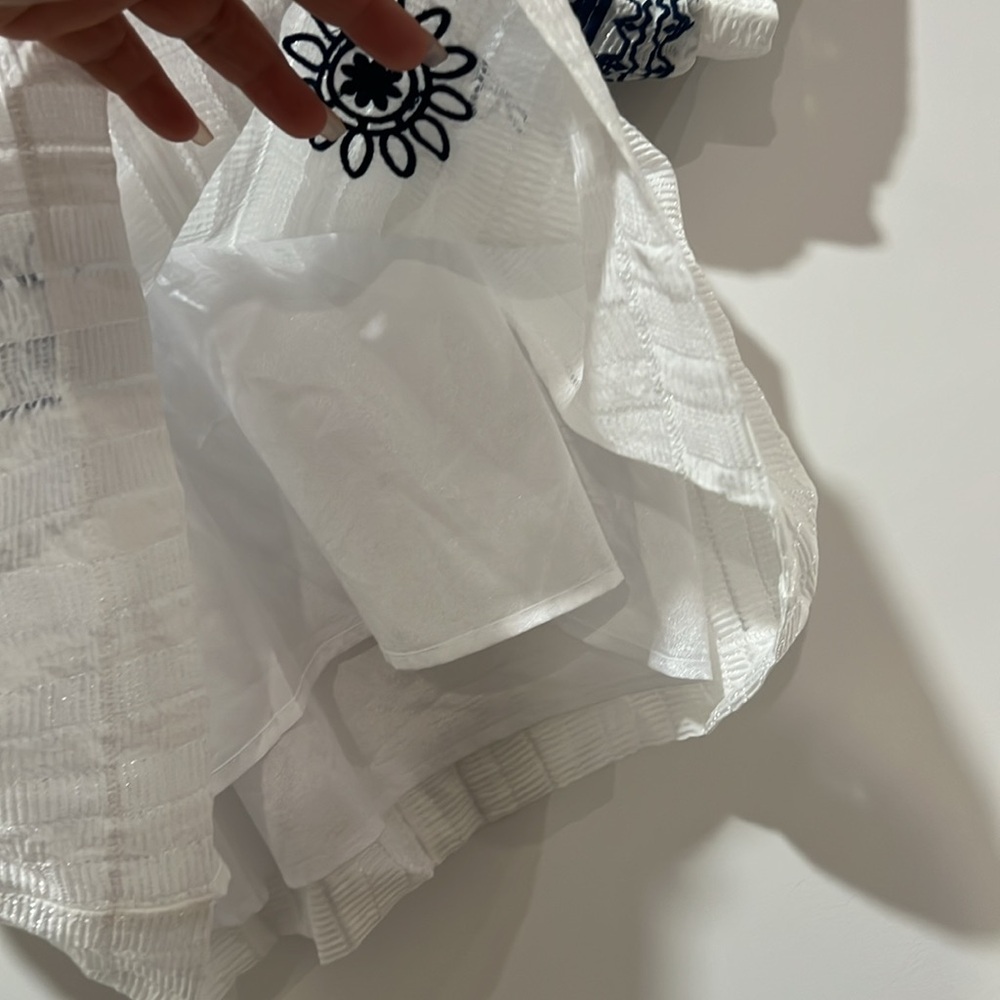 THML White Blouse with Navy Blue Embroidery - Picture 9 of 11